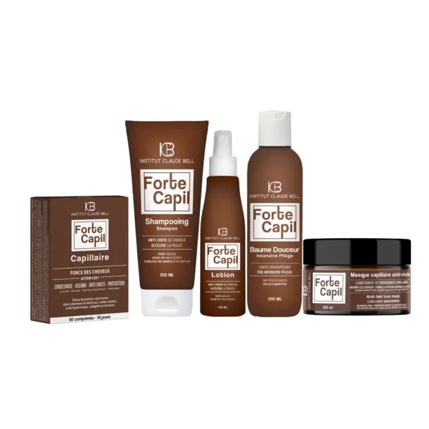 Setul Complet FORTE CAPIL: șampon, loțiune, balsam, mască și vitamine - tratament împotriva căderii părului
