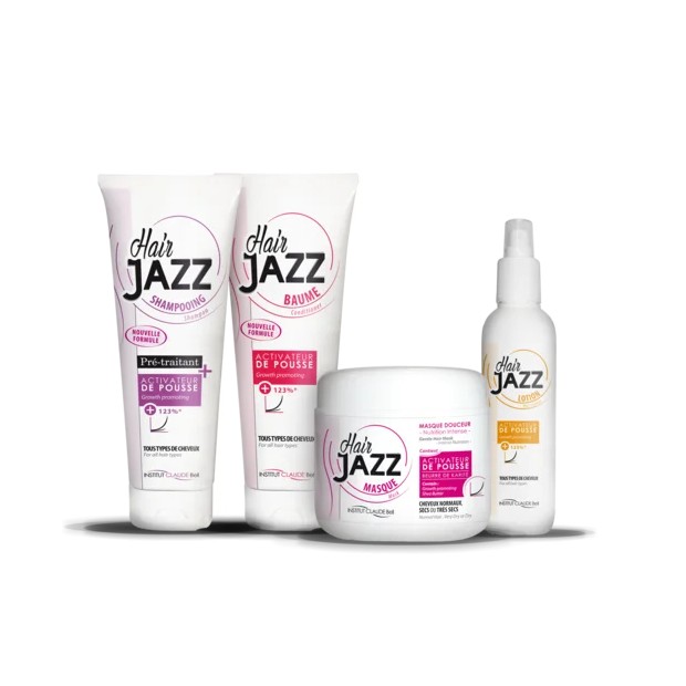 Setul HAIR JAZZ: șampon, balsam, loțiune și mască - accelerează creșterea podoabei capilare și hidratează