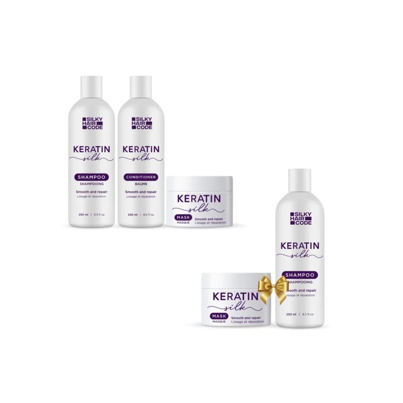 KERATIN SILK  șampon, balsam și mască + șampon și mască