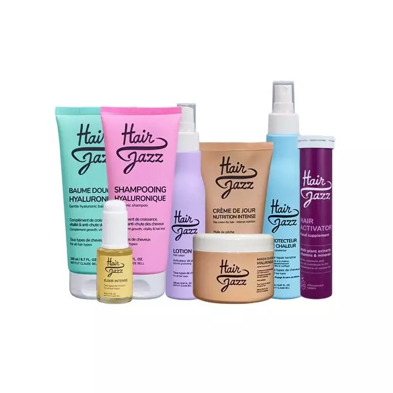Setul complet Hair Jazz: șampon, loțiune, mască, vitaminele, serul, cremă, soluția de protecție termică și balsamul