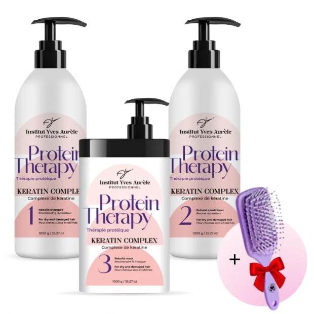 SET PROTEIN THERAPY DE DIMENSIUNI EXCEPTIONALE: șampon, balsam, mască (3 x 1000g) + CADOU!