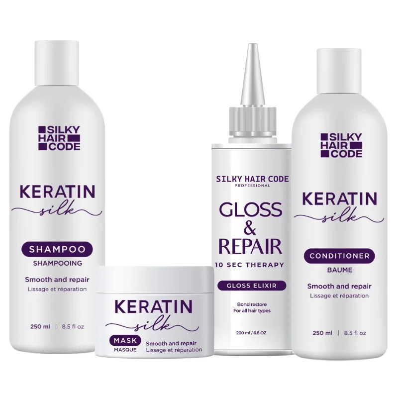 Keratin Silk tratament complet de o lună pentru repararea intensivă a părului deteriorat