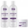KERATIN SILK set cu efect intens reparator pentru structura părului deteriorat: șampon, balsam și mască