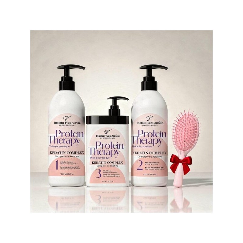 SET PROTEIN THERAPY DE DIMENSIUNI EXCEPTIONALE: șampon,  balsam și mască (3 x 1000g) + CADOU!